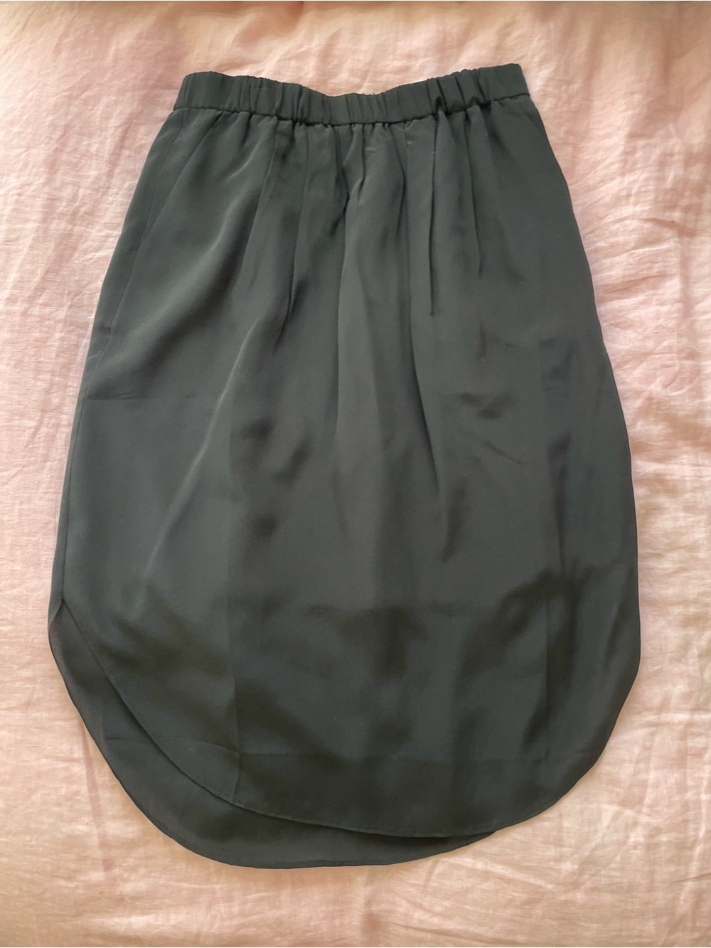 Madewell Black Silk High-Low Tulip Hem Skirt